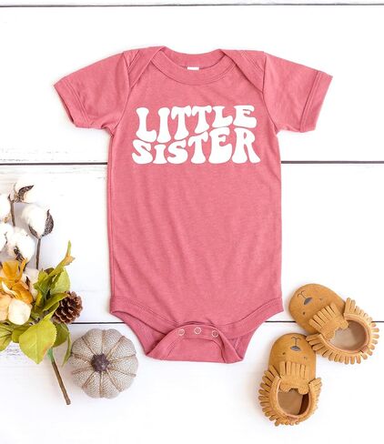 Olive Loves Apple Little Sister Groovy Wavy Bodysuits Sibling Matching Famiy Fun Outfits in Saudi Arabia
