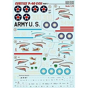 مقياس الطباعة 72-323-1/72 Curtiss P-40 C/Cu الجزء 2 ، طراز ملصق الطائرات الرطب