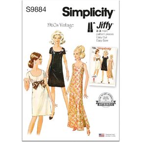 Simplicity Misses 'Vintage 1960's Twlarless Dress Pattern Packet ، Design Code S9884 ، أحجام 16-18-20-22-24