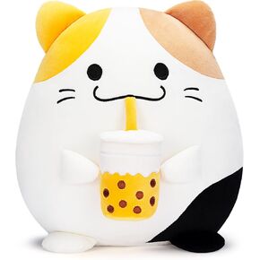 Large Cat Plush Pillow Stuffed Animal Toy,with Heart Big Size Cute Soft 13" Fat Kawaii Hugging Cuddle Huggable Adorable Plushie,Gift for Kids