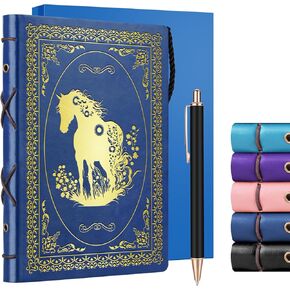 الهدايا الوردية A5 Horse For Women Girls Faux Leather Vintage Notebook Inspirational Horse Trainer Gift Hardcover Notebook ، 200 صفحة 120 GSM ورقة سميكة مع القلم ، هدايا عاشق هدايا الفروسية (Horse Pink)