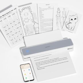 HPRT Portable Printer Wireless for Travel و Bluethooth inkless دعم الطابعة الحرارية لرسالة 8.5 "x11" أمريكية ، متوافقة مع iOS ، Android ، الكمبيوتر المحمول للمكتب والمنزل ، والأزياء البيضاء