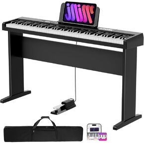 AODSK Digital Piano 88 Key Semi-Weighted Keyboard Piano with Sustain Pedal,Power Supply,2 Speakers,200 Tone,140 Rhythm, 16 Demo Song and Complimentary Online Piano Lessons,Black