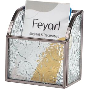 Feyarl Vintage Glass Business Card حامل حامل بطاقة العمل العمودية اسم مكتب اسم العمل منظم بطاقة التخزين لاجتماع صالون متجر سطح المكتب
