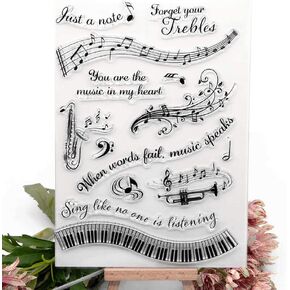 Tikkii 2-pack music note clear clear stamps musical musical musical applate piano keys tomplate for card cards and scrapbooking (a347)