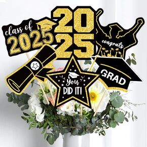 36pcs تخرج مركزية للجداول ، فئة مزدوجة من جانب 2025 حزب التخرج عصي مركزية لعام 2025 زخارف الجدول التخرج لوازم الحزب