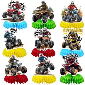 9 PCS Four Wheeler ATV Quad Bike Honeycomb Menced Bike Party Party Form