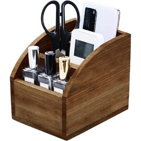 Bonny DoDo Remote Control Holders Box for Table Small Wooden Desk Farmhouse Home Decord Caddy Store Store جهاز تلفزيون عن بُعد لمشغل الوسائط والقلم الرصاص واللوازم المكتبية (براون ، S)