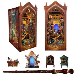 Book Nook Kit-Diy Dollhouse Kit 1:24 Scale Wooden Miniature Studio مع غلاف الغبار ديكور الكتب ثلاثية الأبعاد للكتاب الكبار للبالغين لبناء تتبع مفتاح الهدايا (SQ-31)