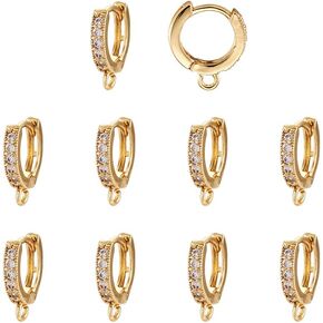 cheriswelry 5 أزواج من النحاس النحاس المكعب الزركونيا هوب أقراط Micro Pave Crystal CZ-Rhinestone Ear Hooks 14K Gold Plated مع حلقة تعليق 14-19.5 ملم للنساء صنع المجوهرات الزخرفة