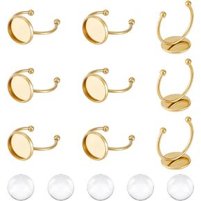 UniCraftale 30 مجموعات صينية 12 مم مع 30pcs كابوشون كابوشون 304 الفولاذ المقاوم للصدأ فارغة خواتم إصبع القبة جولة مكونات حلقة وسادة مفتوحة صواني الكفة مناسبة لصنع المجوهرات