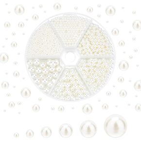 PH Pandahall 2200pcs لا توجد ثقوب لؤلؤه ، حبات اللؤلؤ البيضاء غير المقلدة من خرز اللؤلؤ المقلدة من اللؤلؤ الأكريلي