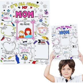 SkyyGemm 24 PCS ملصق تلوين عيد الأم للأطفال الكبير 16.5 × 13 في لون كل شيء عن Mom Poster Mother's Crafts Mom Gift for School Classroom Activity