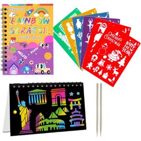 Cityrosy Scratch Art Paper Rainbow Sets Scratch Off Art Notebook Crafts Easter Gifts for Kids Magic Scratch Off Set Crafts Supplies Kits for Age 3-12 Kids for Party Favor Games Easter Christmas 2 Pack