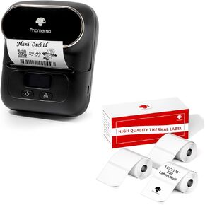 Phomemo M110 Label Maker- with 3Rolls 40x30mm Thermal Sticker Labels Portable Thermal Printer for Small Business, Address, Logo, Clothing, Mailing, Sticker Printer for Phones & PC