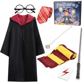 Wizard Cosplay Costume Accessories Gifts Magic Robe Magic Wand Eyeglass Frame Knit Scarf Tie Necklace Set