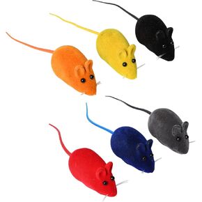 6PCS Cat Mouse Toy,Squeaky Kitten Toys,Cat Mice Toys Plastic Body with Thin Velvet,Interactive Cats Toy for Bored Indoor Adult Cats