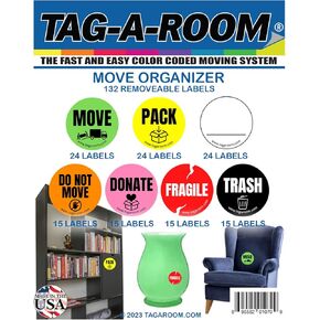 ملصقات التسمية المتحركة المتحركة لـ TAG-A-A-ROOM ، 132 COUNT