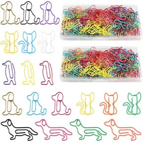 200pcs متنوع مقاطع الورق الملونة Cat Dog Penguin paperclips decorclips paperclips مضحكة جديدة الكرتون حيوانات مرجعي صغير للطلاب والمعلمين وزملاء العمل (لون عشوائي)