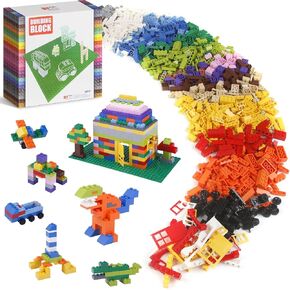 1100 قطعة بناء الطوب ، متوافقة مع لبنات البناء الكلاسيكية LEGO بشكل كبير مع اللوحات الأساسية ونوافذ الأبواب والعجلات ولعب البناء الإبداعي للذمر لمدة 6 7 8 9 10 11 12 سنة