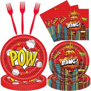 96 PCS Super Temper Hero Plates for Red Hero Party Supplies Plates Napkins Forks Hero موضوع عيد ميلاد ديكورات عيد ميلاد أعياد التخلص من أدوات المائدة المائدة للبنات.