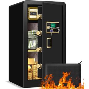 3.0 Cu ft Extra Large Heavy Duty Home Safe Fireproof Waterproof, Anti-Theft Digital Home Security Safe Box With Fireproof Document Bag, Separate Lock Box and Led Light (19.68"*12.99"*14.96")