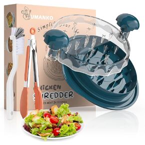 Chicken Shredder Tool Twist With Brush And Tongs, Visible Meat Shredder Machine, Updated Anti-Slip Strips Chicken Breast Shredder, Dishwasher Safe, Ergonomic Handle, BPA Free Navy