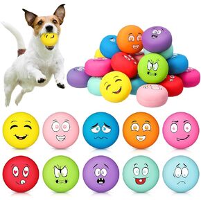 Hungdao 40 pcs كرات الكلب الصاخبة بكميات كبيرة مطاطية ناعمة اللاتكس ألعاب الكلب الصغيرة مضحكة ألعاب صاخبة الجلب التفاعلية تجلب كرات للتسنين جرو الحيوانات الأليفة الصغيرة تدريب (وجه مضحك)