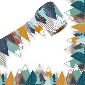 32.8ft Mountain Bulletin Board Border Green Mountain Tree Die Cut Trim Border Roll for Chalkbroom Chalkboard Party Decoration
