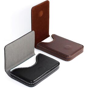 حامل بطاقة عمل 2PCS ، حالة بطاقة أعمال PU Leather ، محفظة بطاقة عمل مع شركة نقل مغناطيسية ، حامل بطاقات أعمال محمولة للنساء الرجال