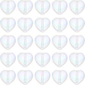 uxcell 50pcs حبات البلورة الزجاجية ، 8 ملم على شكل قلب معلقات قلب زجاجات زجاجي لأساور أقراط القلادة DIY ، والأزرق الوردي