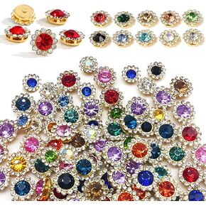 200 Pcs Mixed Colors Sew on Rhinestones,10mm 12mm Crystal Glass with Metal Base Flower Shape Claw Flatback Rhinestones for Sewing Headband Jewelry Crafts Clothes Shoes Belt Accessories