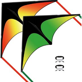 Delta Kite اثنان مجموعة للأطفال والبالغين ، The Beach Kites for Begainner من السهل الطيران في الهواء الطلق ، والطائرات الورقية للأطفال الذين تتراوح أعمارهم بين 4-8 ، مع سلسلة طائرة ورقية 328 قدم