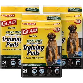 Glad for Pets Activated Carbon Puppy Training Pads | Carbon Activated Puppy Pads for All Dogs | Giant Sized Dog Training Pads, Super Absorbent and Leak Proof Puppy Pee Pads, 72-Count