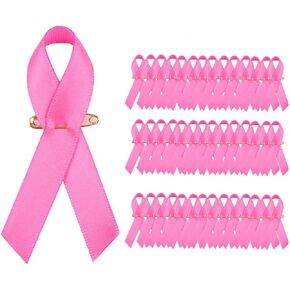 Pink Ribbon Satin ، 50 PCS توعية بسرطان الثدي شرائط وردية مع دبابيس سمية ، إمدادات الأحداث الاجتماعية الخيرية للنساء الحدث الخيري لسرطان الثدي ، تفضلات الحفلات الرفاهية ، دعم النساء