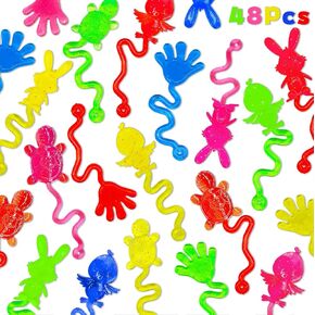 48Pcs Easter Sticky Mini Toys Hands Party Favors, Easter Egg Fillers Sticky Toys Bunny Chick Hands Goodie Bag Pinata Filler Easter Basket Stuffers Gifts for Kids