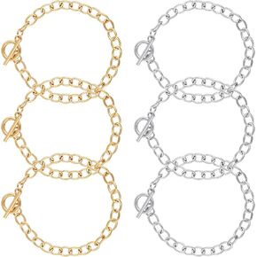 6 PCS سلسلة سوار مع سلاسل سوار OT بوكيل لمجوهرات صنع سحر رابط الفضة الذهب DIY للنساء الحرف المجوهرات