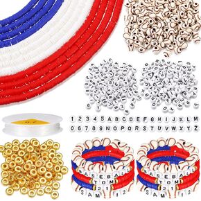 4200 PCS Baseball 12 Strands Clay Beads Makelect Make Make ، 100 Letter and Number Beads ، 120 Baseball Acrylic with Gold Spacer ، Charm Swelet Kit for Sport Party