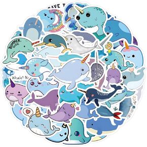 ملصقات Narwhal 58 ٪ - ملصقات فينيل ماء متعددة الألوان لزجاجة الماء ، لوح التزلج ، الثلاجة ، قوارير الطاقة المائية ، شارات ، البالغين ، المراهقين