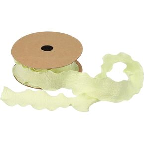 MECCANIXITY 2pcs 1.5 Inch 10 Yard Satin Double Ruffle Edge Ribbon Cream White Solid Color for Hair Bows Sewing Gift Wrapping Wedding Bouquets in Kuwait