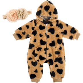 BABESIDE 3 Pcs Baby Doll Clothes Set for 17-22 Inch Babydolls, Leopard Print Baby Doll Onesie with Floral Headband and Lace Socks for Lifelike Reborn Baby Dolls Accessories
