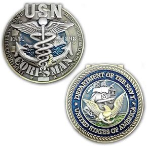 الولايات المتحدة البحرية فيلق الأسعار Caduceus Anchor Navy المحارب المخضرم عملة التحدي القابلة للتحصيل