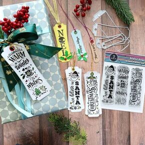Alinacutle 1pc Santa Merry Christmas Clear Stamps مع 1 مجموعة وفاة إطار القطع المعدني قطع يموت قصاصات القصاصات وألبوم لعيد الميلاد ديكور العطلات يدويا صنع البطاقات المصنوعة يدويا