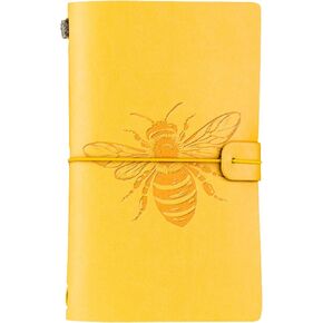 InnoBeta Bee Gifts Journal for Bee Lover - 7.8"x5" Leather Embossed Refillable Notebook - Gifts for Appreciation, Congratulations, Christmas and Birthday