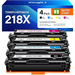 218X Toner Cartridge with Chip 4 Pack Compatible for HP 218X W2180X 218A W2180A HP Color Laserjet Pro MFP 3301fdw 3201dw 3301sdw 3301cdw 3201 3301 Series Printer Ink (Black Cyan Yellow Magenta)