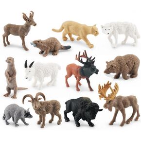 Realistic Jungle Animal Figurines，Forest Animal Toys Figures, Realistic Woodland Creatures Figurines, Plastic Animals Miniature Toys Cake Topper Supplies for Kids Toddlers 12 pcs