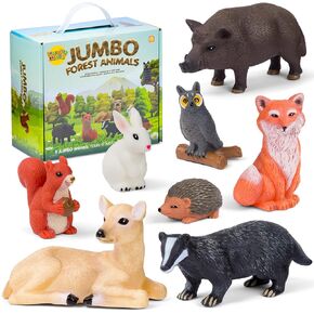 Learning Minds Set of 8 Jumbo Forest Animal Figures - Woodland Animals for 1,2,3 Year Olds - Toy Animals for Kids Age 18 Months Plus - Toys for 1 Year Old Boys
