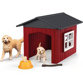 Schleich Farm World - 6pc لعبة Kennel Play مع Retrievers للأطفال. ألعاب الحيوانات المزرعة للبنين والبنات. Fun Dog House وشخصية جرو للعب الخالي من الشاشة للأطفال الذين تتراوح أعمارهم بين 3+ 42722