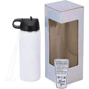 Makerflo 18 Oz Hydro Sublimation Bottly Pack من 1 مع غطاء وقش | جاهزة للهدايا DIY والتخصيص (التسامي ، الايبوكسي ، الأشعة فوق البنفسجية DTF ، الفينيل ، ونقش الليزر)
