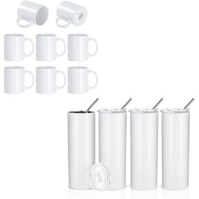 Pyd Life 4 Pack 20 Oz Sublimation Tumbler Skinny Tumbling و 8 Pack 11 Oz Sublimation Scaramation Occs